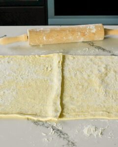 Roll out the package puff pastry dough on lightly floured board.