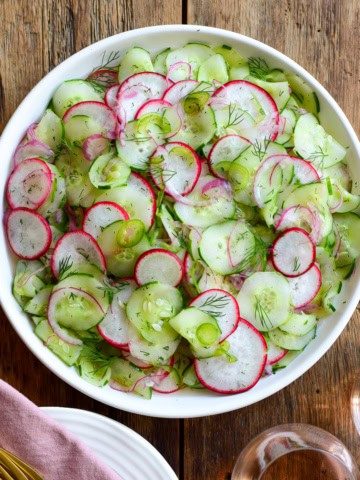 Cucumber and Radish Salad with Red Wine Vinaigrette.