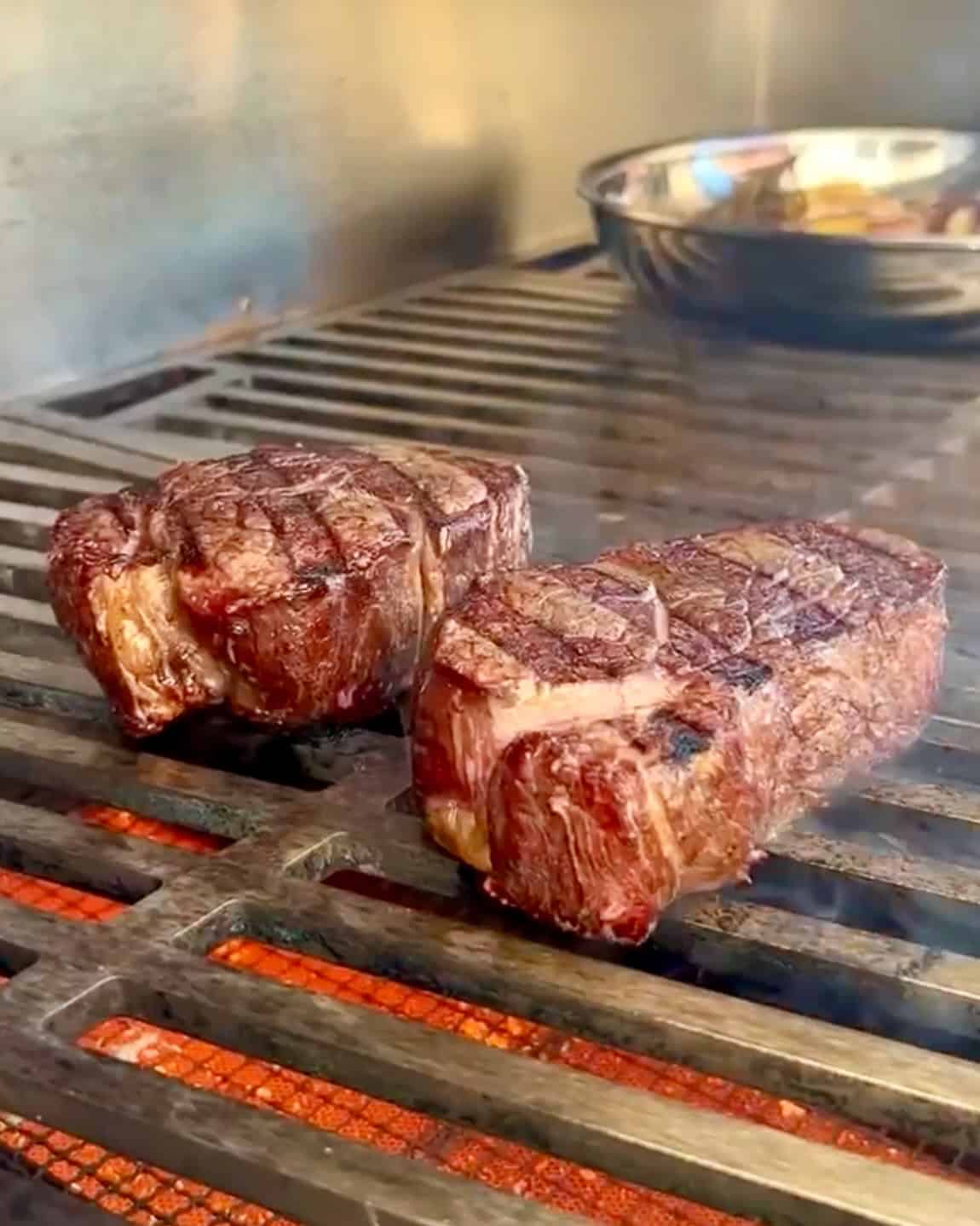 Sear the steaks on all sides over high heat.