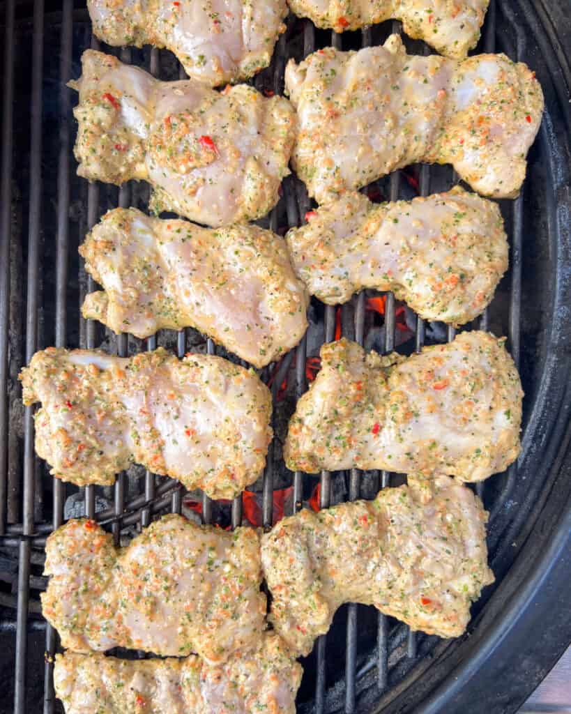Grill the chicken over the direct heat,
