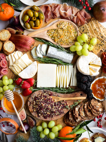 A loaded cheese (and meat) Board with Seasonal Sprinkles