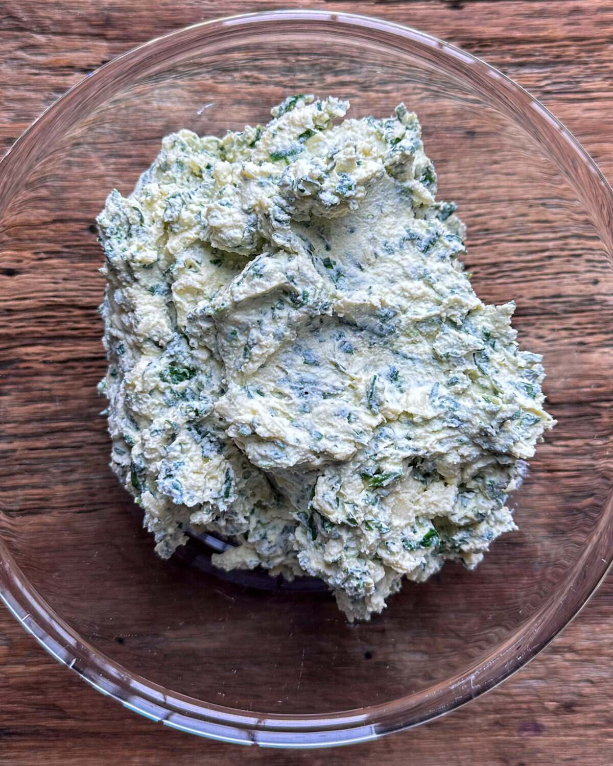 Ricotta with spinach mixture for a Lasagna with Bacon and Sausage.