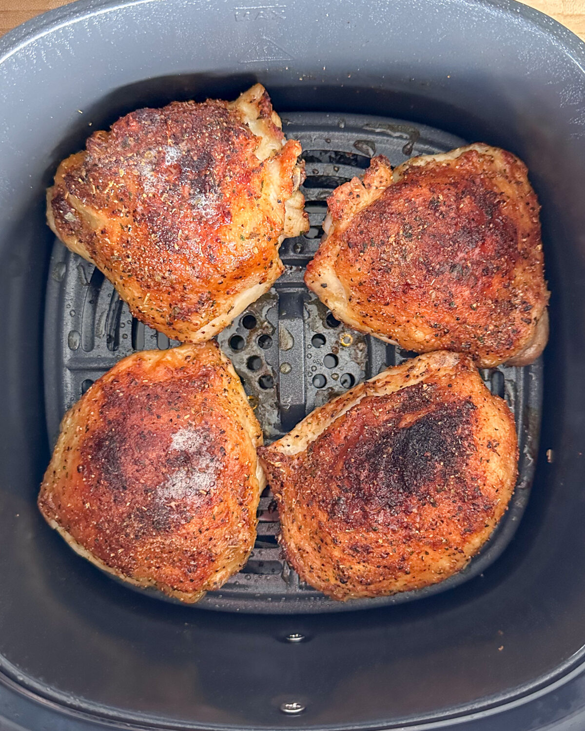 Just cooked four easy air fryer chicken thighs.