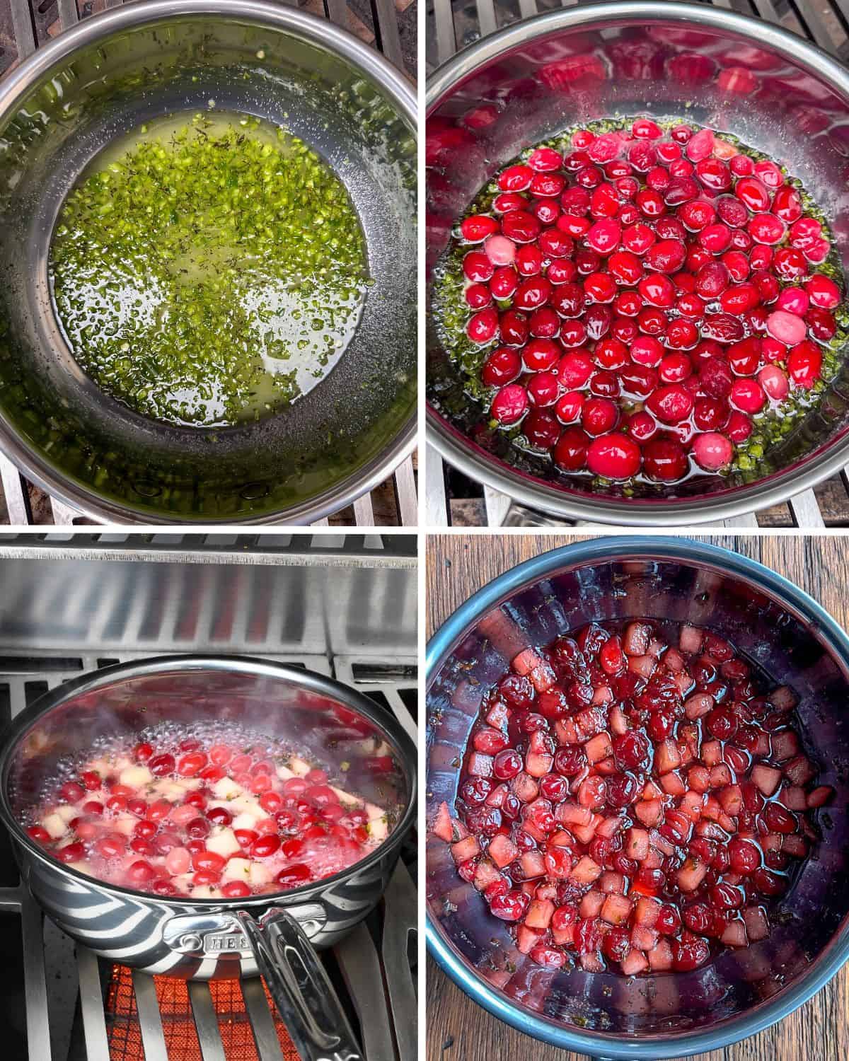 Steps to make the apple cranberry sauce.