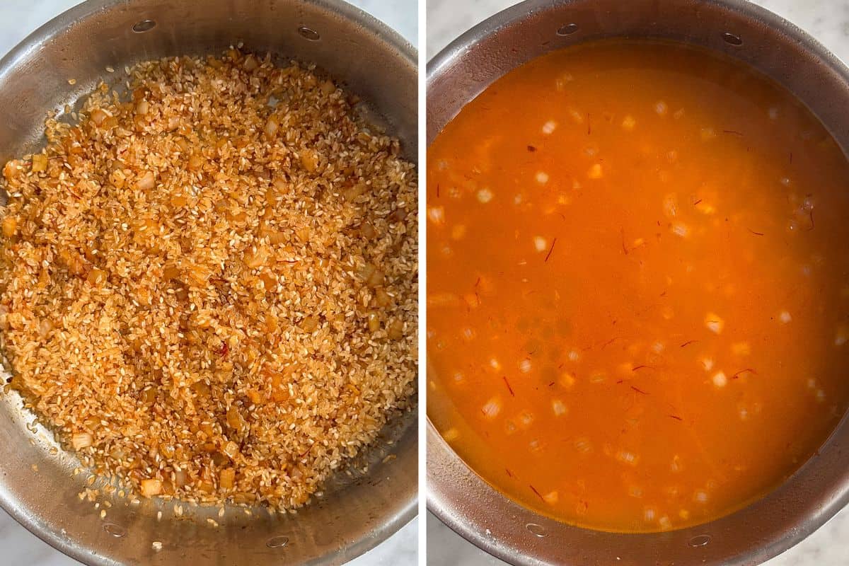 Build the paella mixta base.