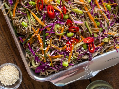 Cold Soba Noodle Salad with Sesame Ginger Dressing - Zimmy's Nook