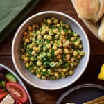 A bowl of chickpea parsley salad.