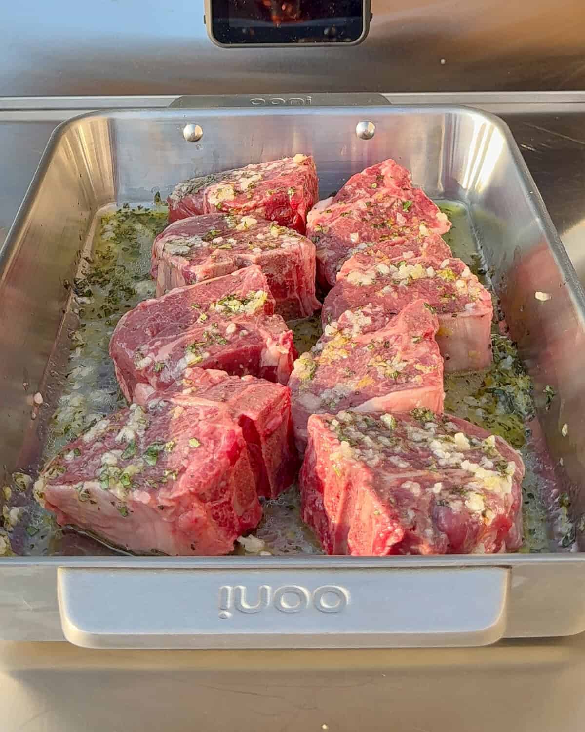 Greek lamb chops in a lemon, garlic and oregano marinade.
