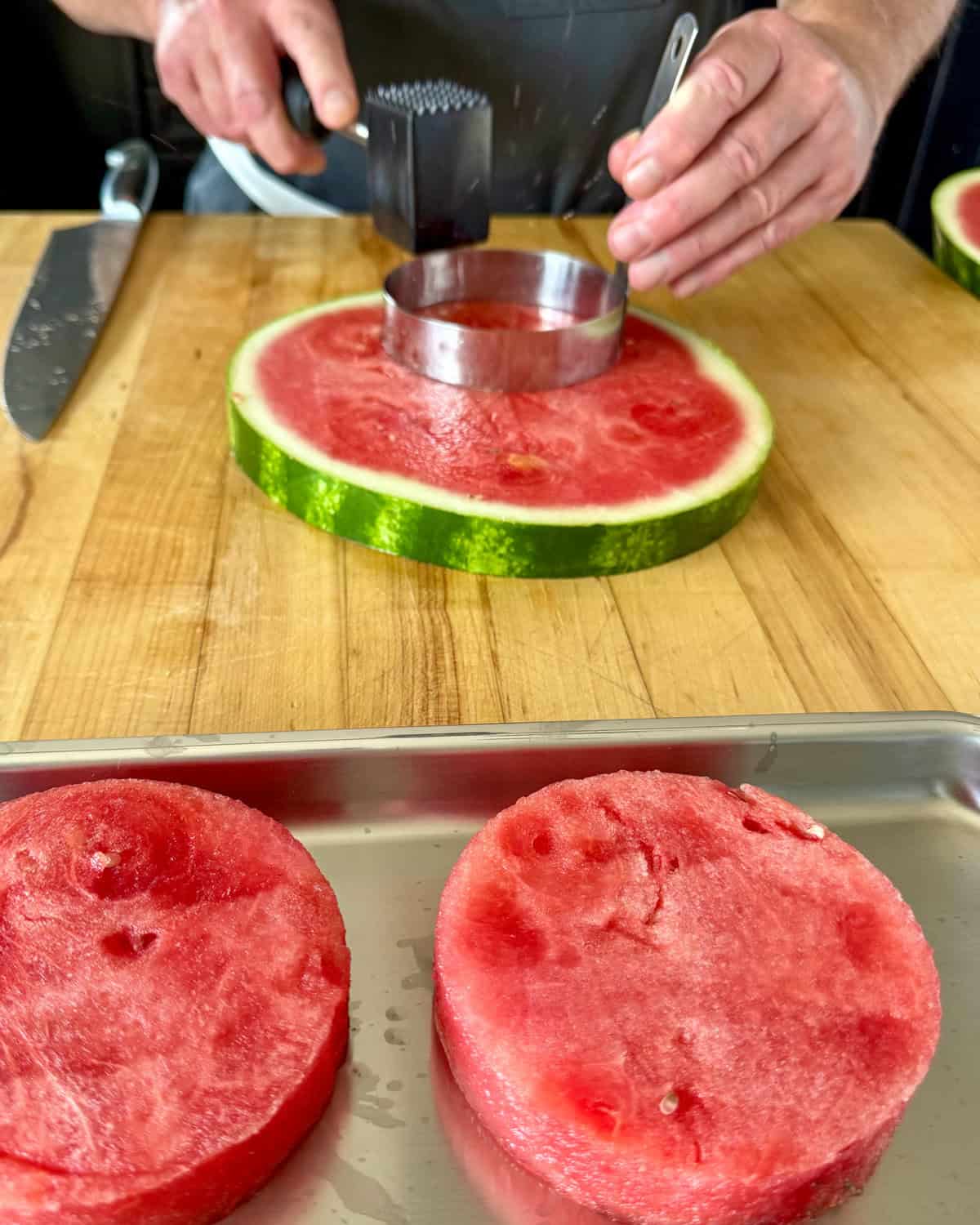 Cut out circles with a cookie cutter; use a mallet if you need. 