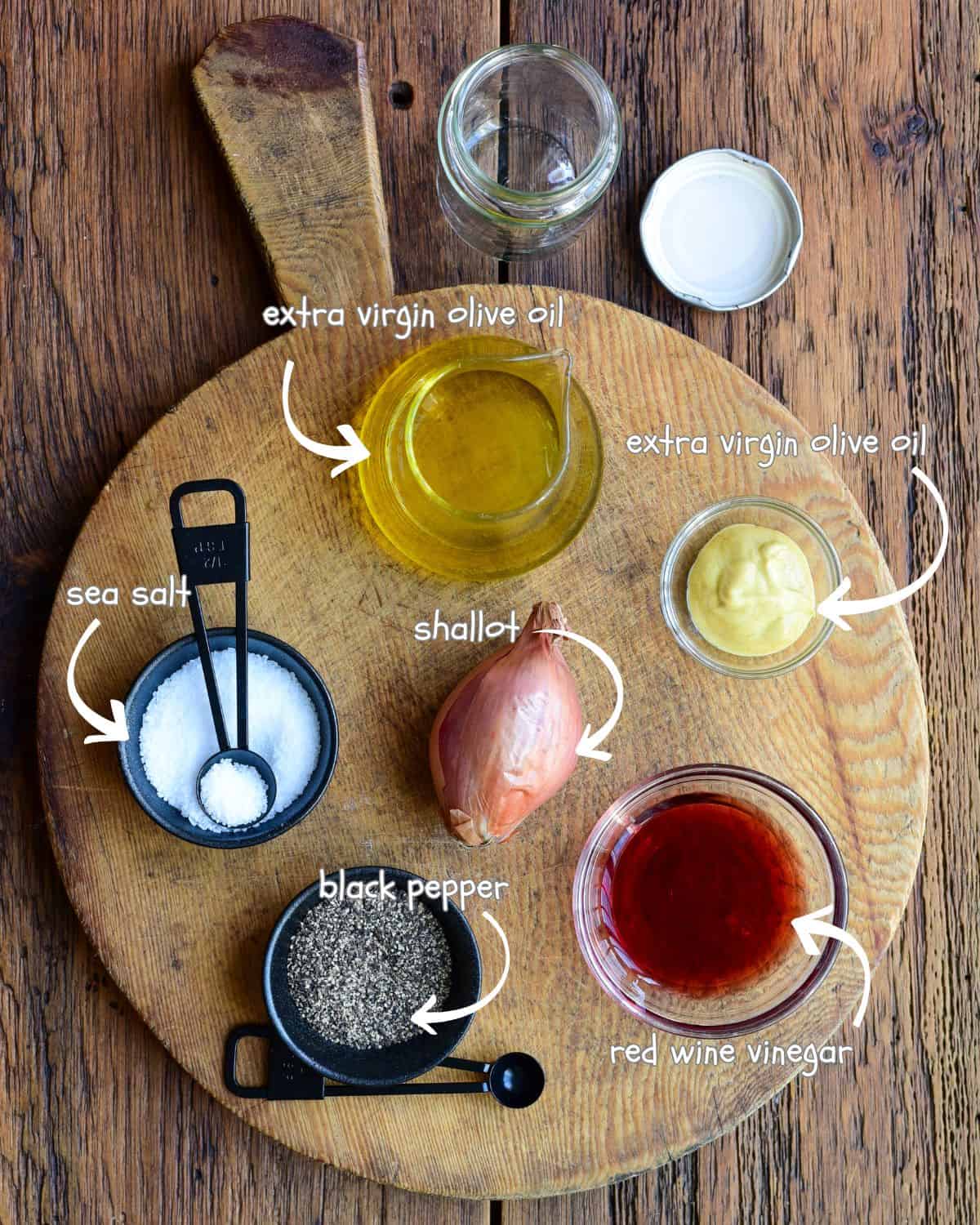 Ingredients for a shallot vinaigrette.