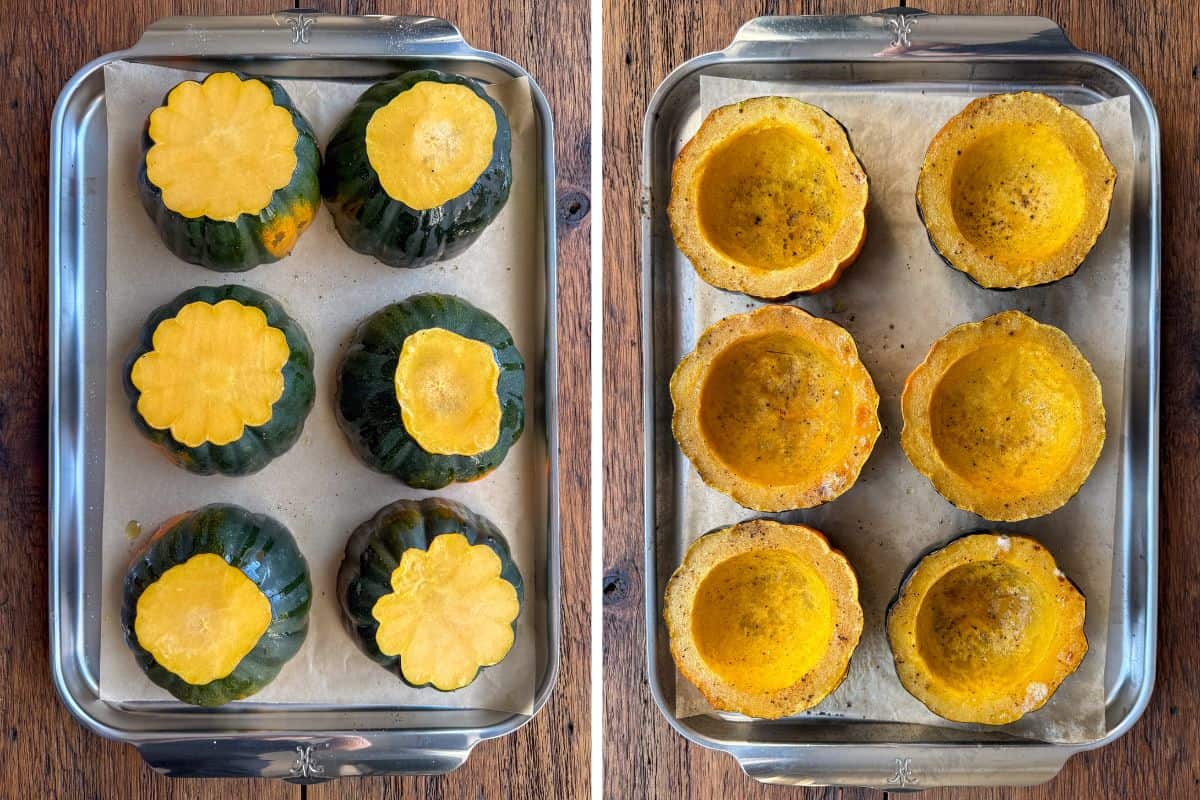 Roast the squash upside down until tender.