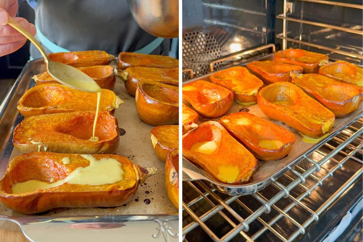 Glaze and set the honeynut squash.