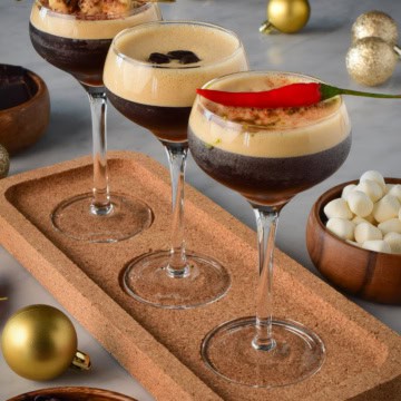 An espresso martini flight 3 ways - Classic, S'mores and Spicy