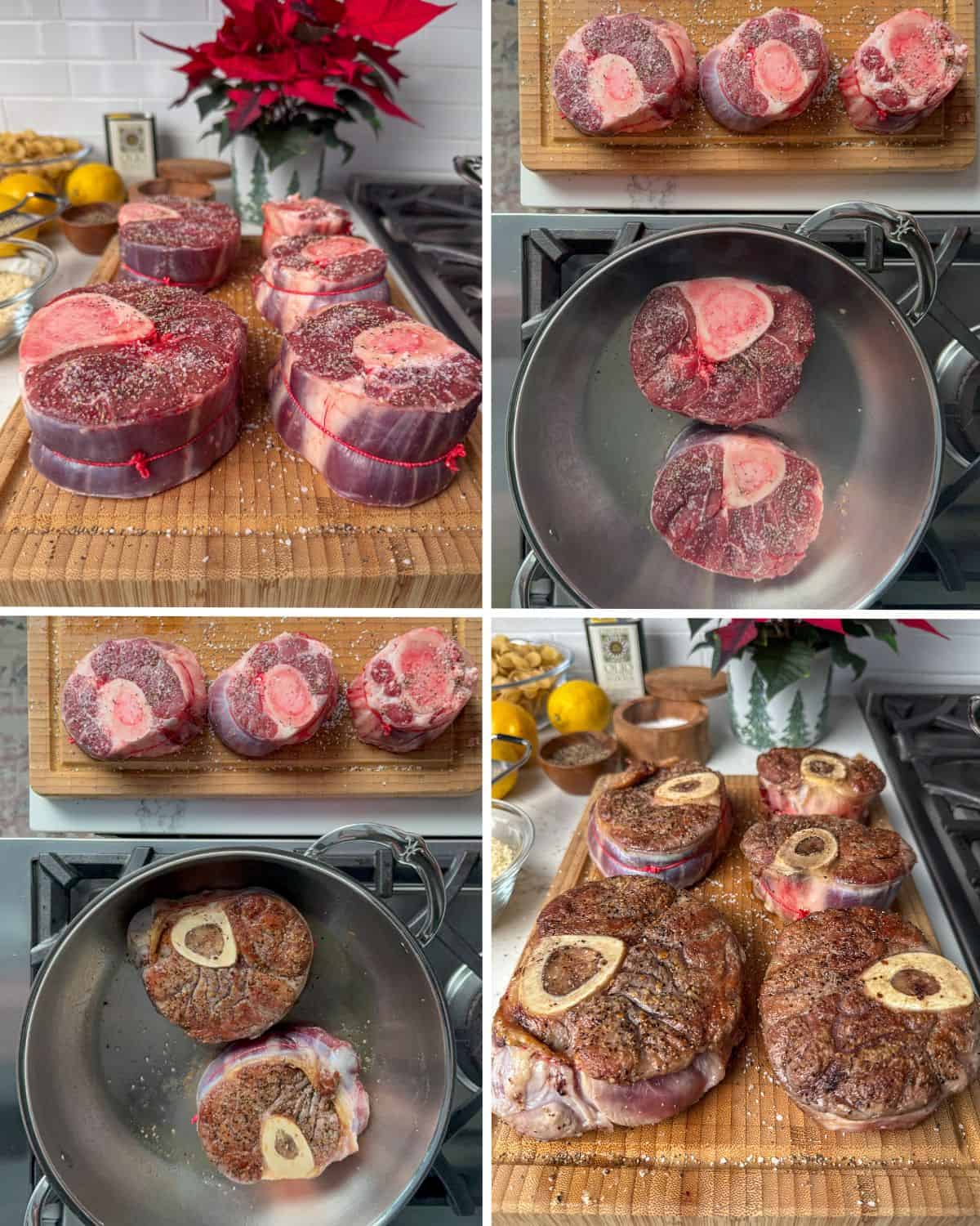 How to brown osso buco veal shanks.