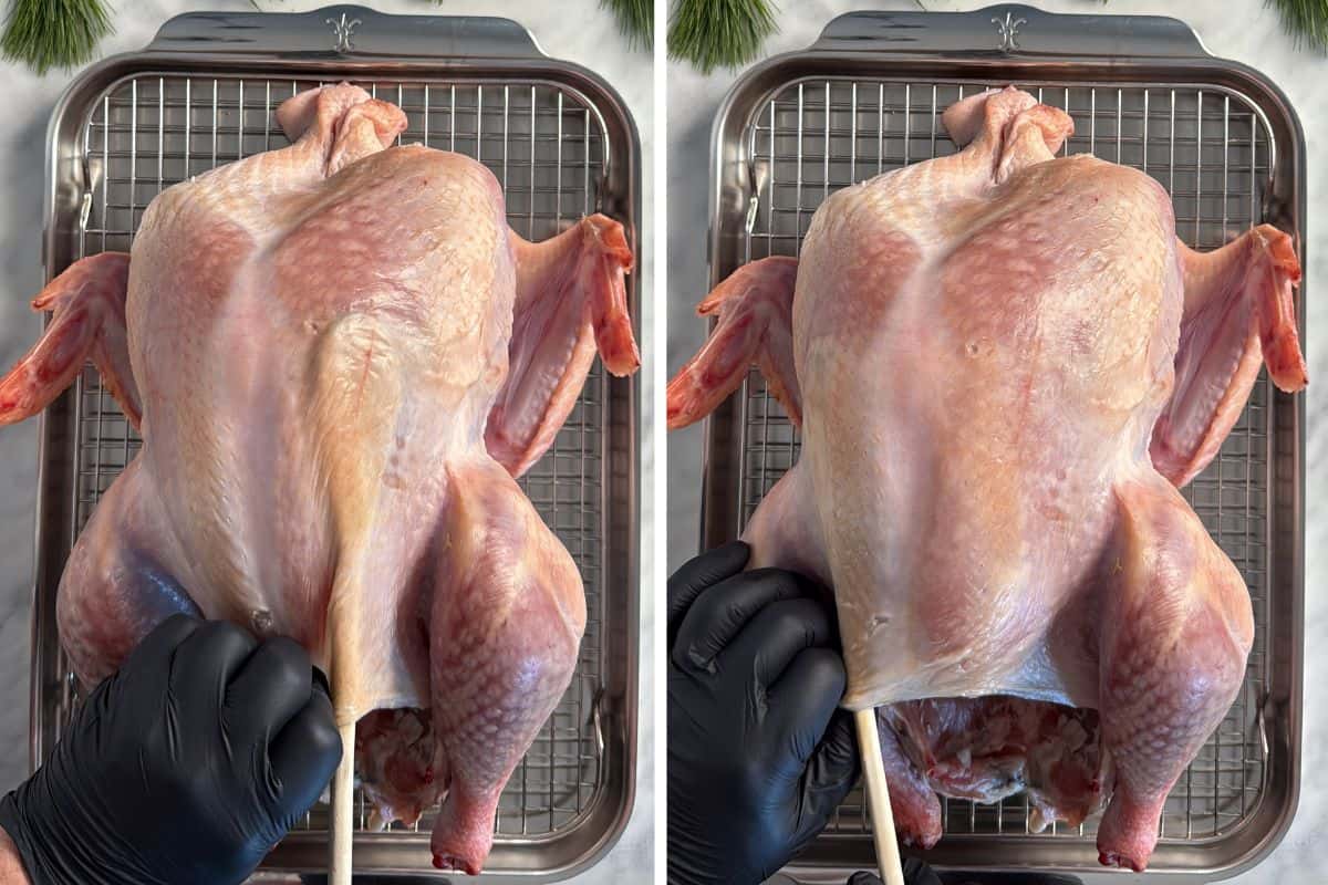 Gently slide your fingers or a wooden spoon between the skin and the breast meat, starting at the neck or cavity opening.