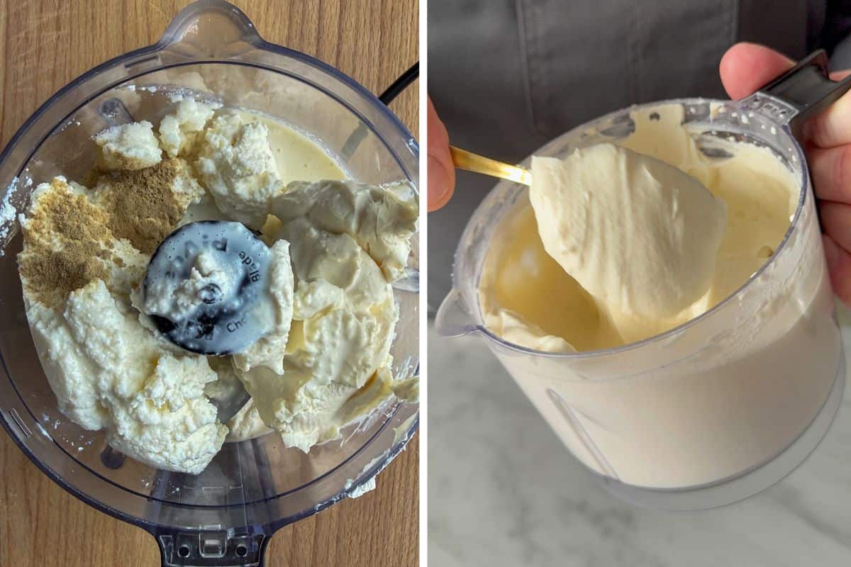 Blend the ricotta cream ingredients until smooth.