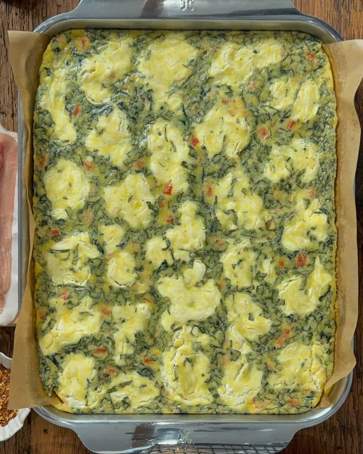 Sheet pan eggs for sandwiches, just out of the oven.