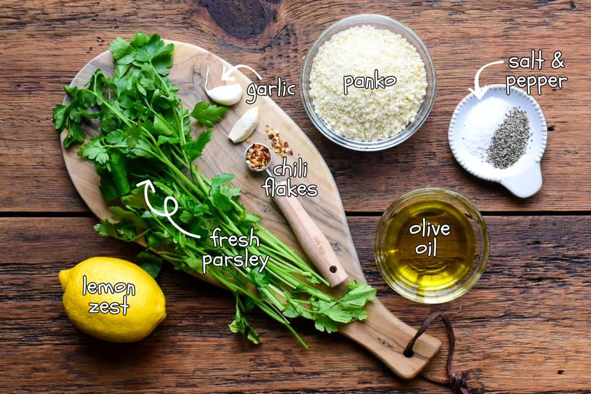 Ingredients for the Lemon-Parsley Breadcrumbs served with the braised osso buco.