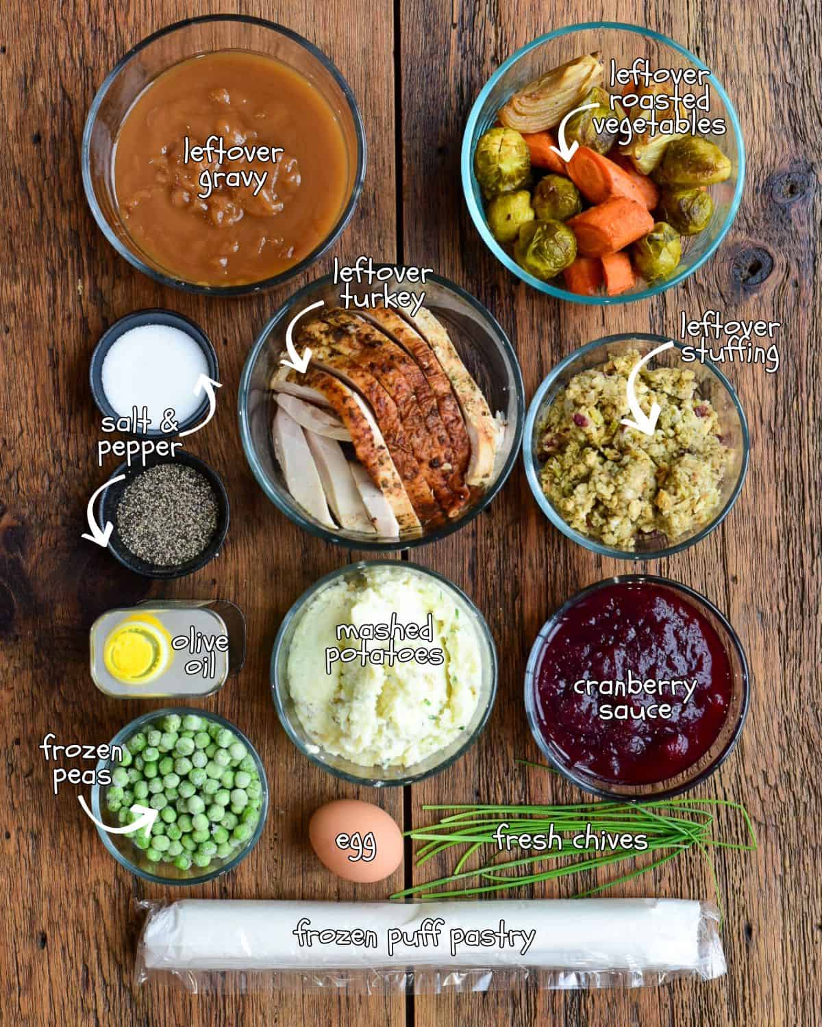 Ingredients for an upside down puff pastry recipe.