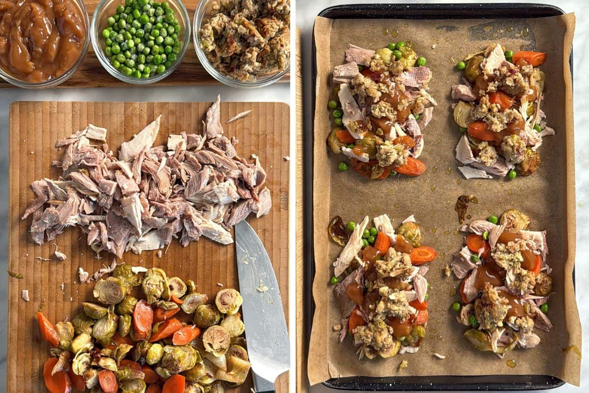 Form the leftovers into four mounds.