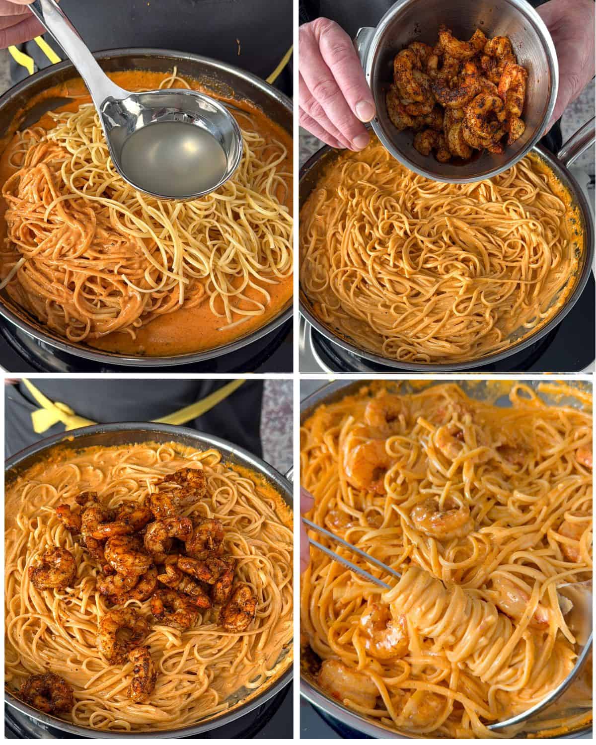 Combine the shrimp linguine.