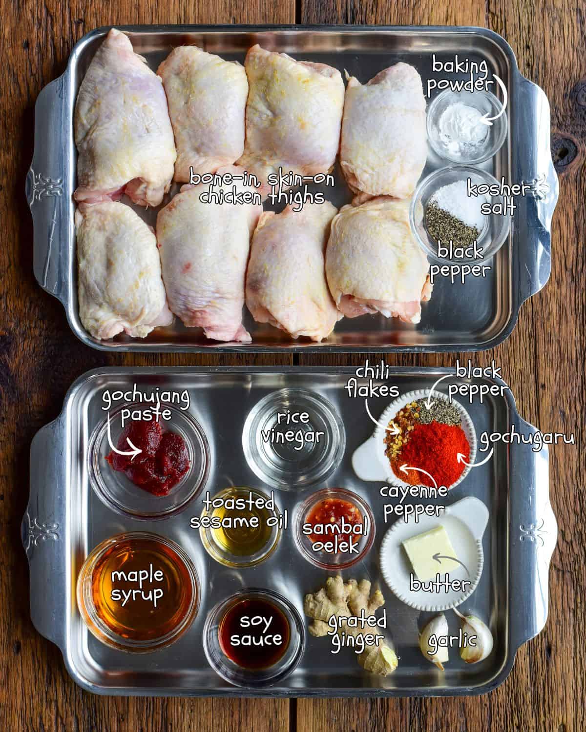 Ingredients for a gochujang chicken thighs recipe.