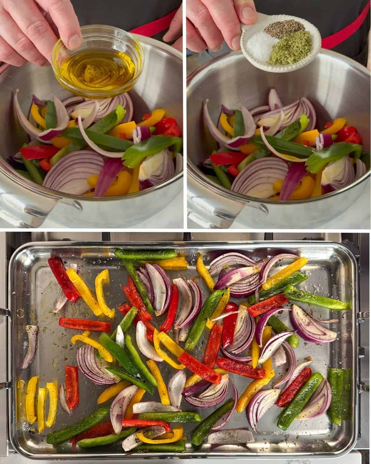 Season the peppers and onions for the griddle.