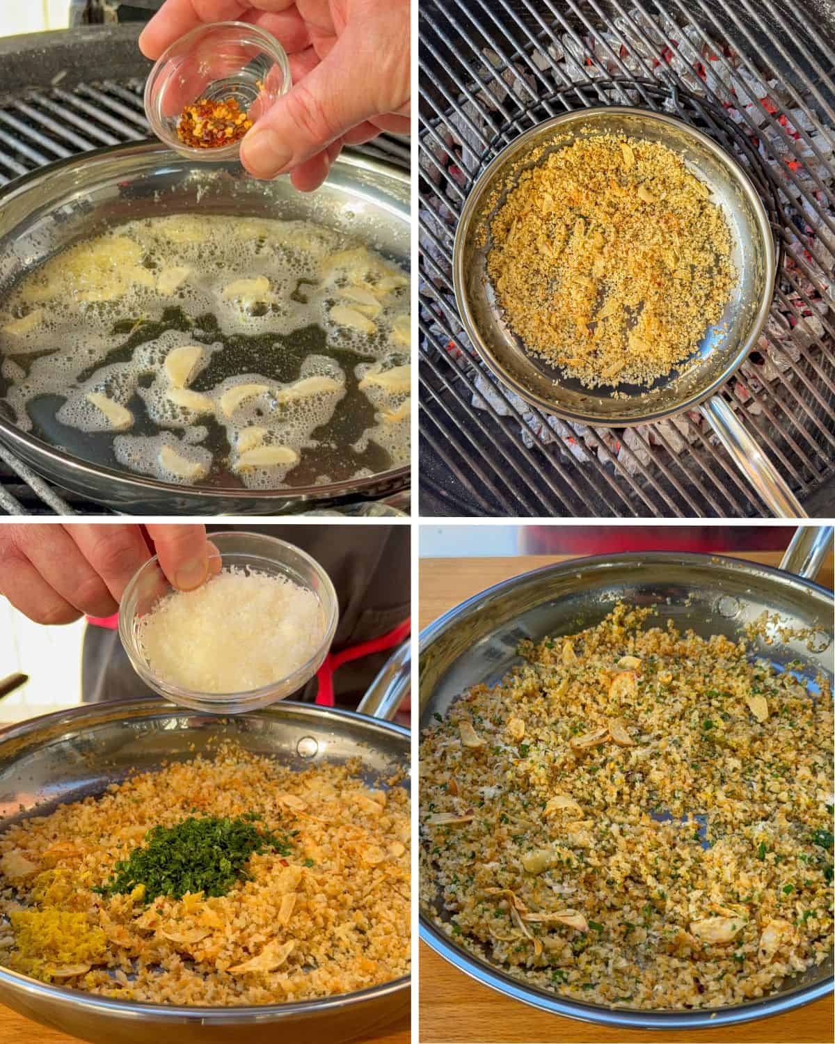 Make the crispy garlic breadcrumbs.