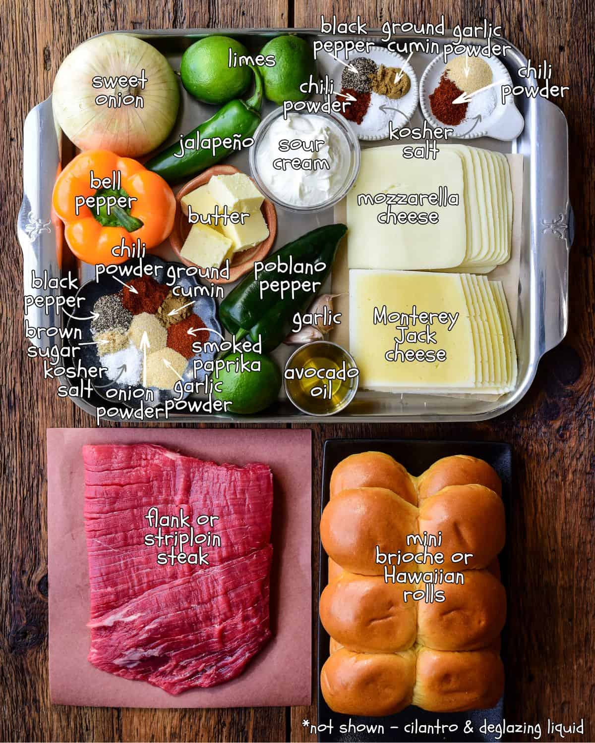 Steak sliders recipe ingredients. 