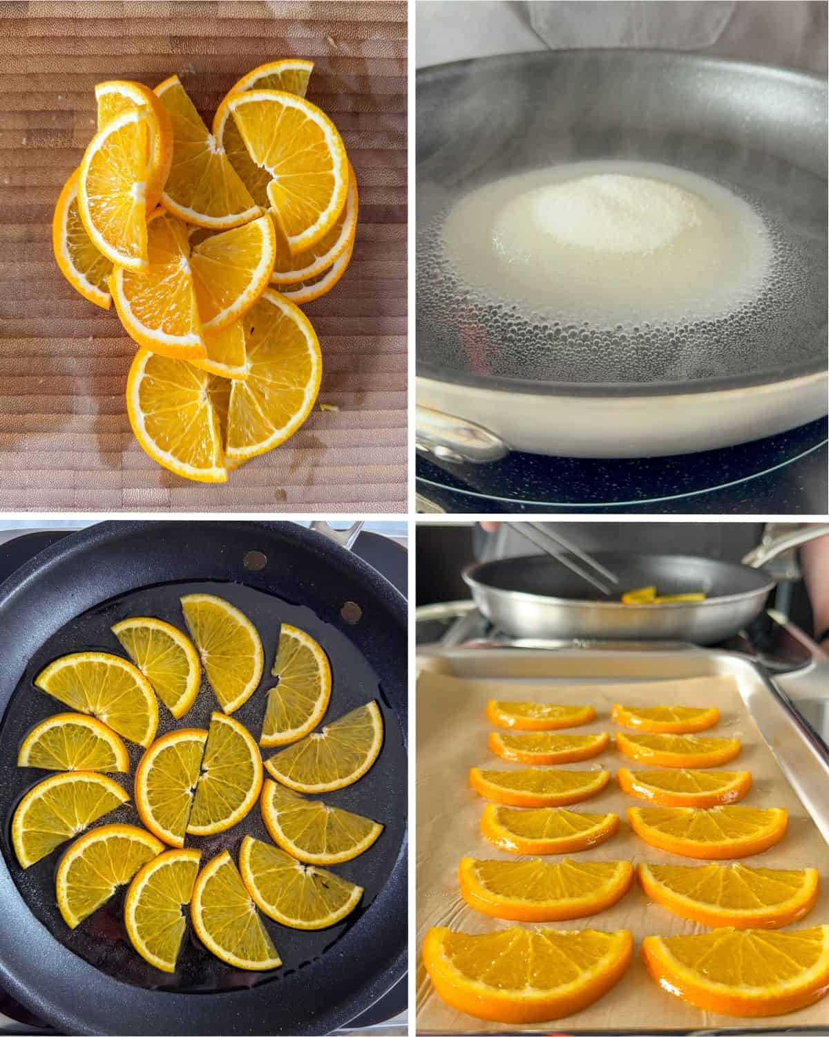 Steps for making candied citrus. 