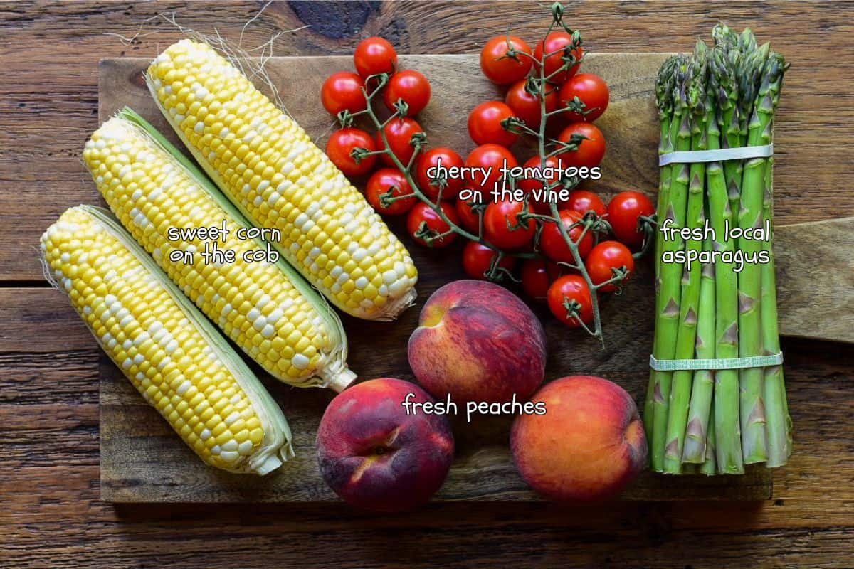Fresh produce that will be grilled for the barbeque charcuterie board.