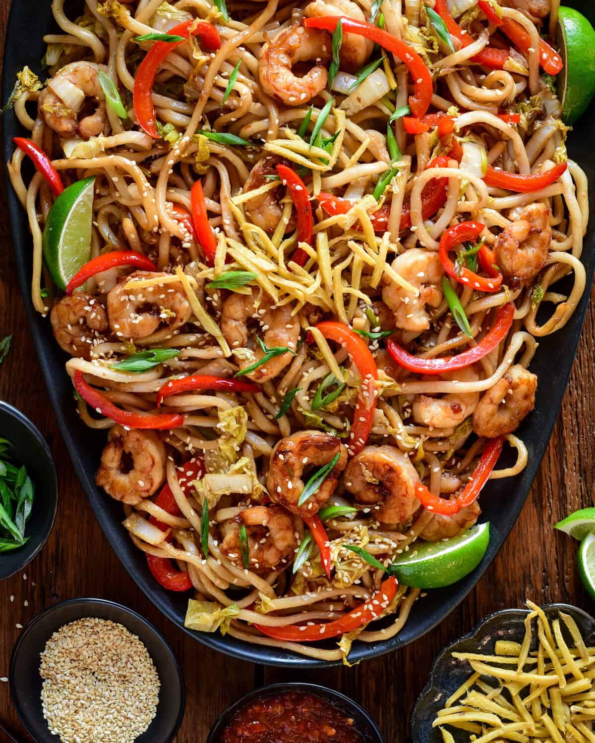 Sticky Soy Argentinian Shrimp & Fried Ginger Udon - Zimmy's Nook