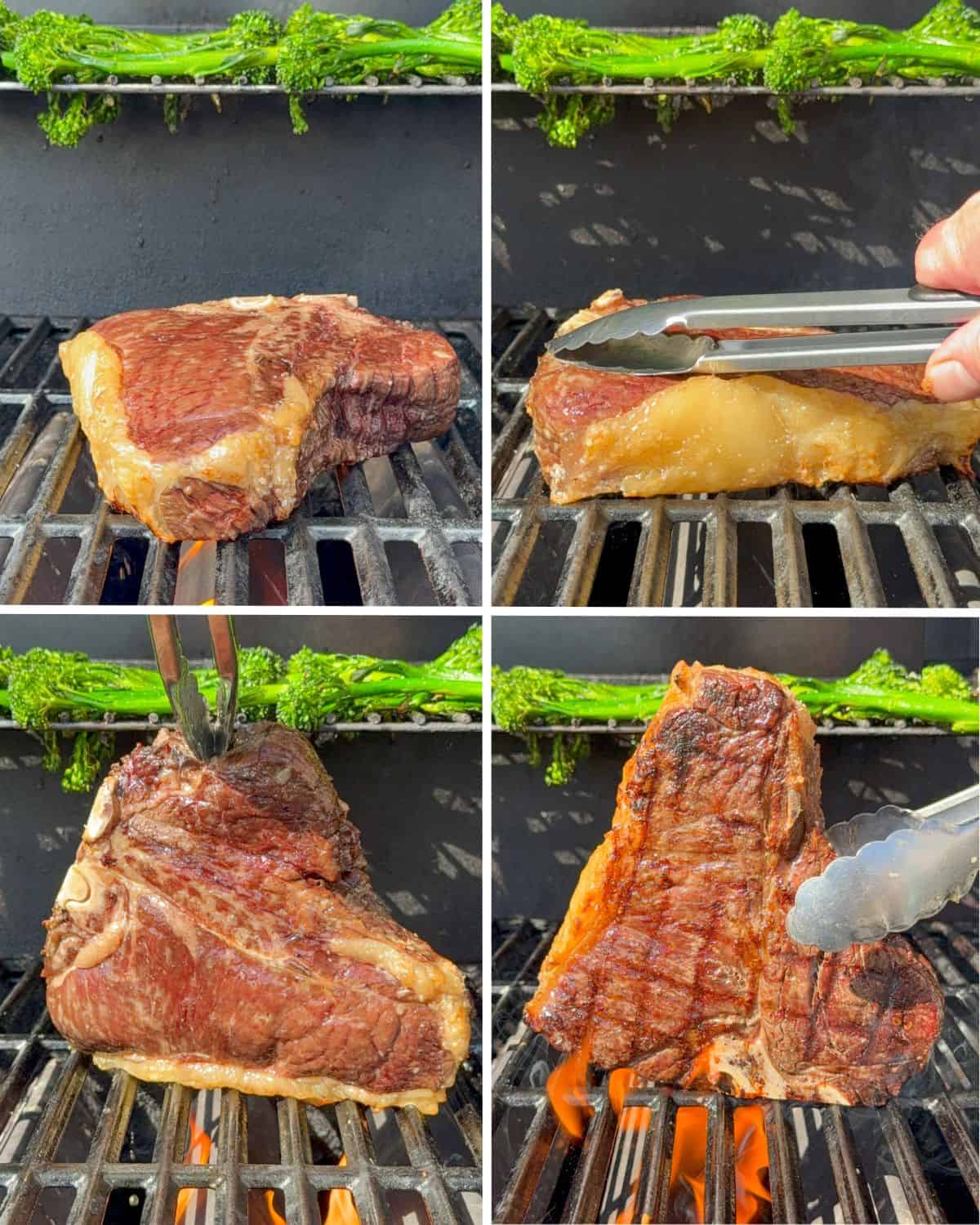 Sear the steak over high heat on all sides including the fat cap. 